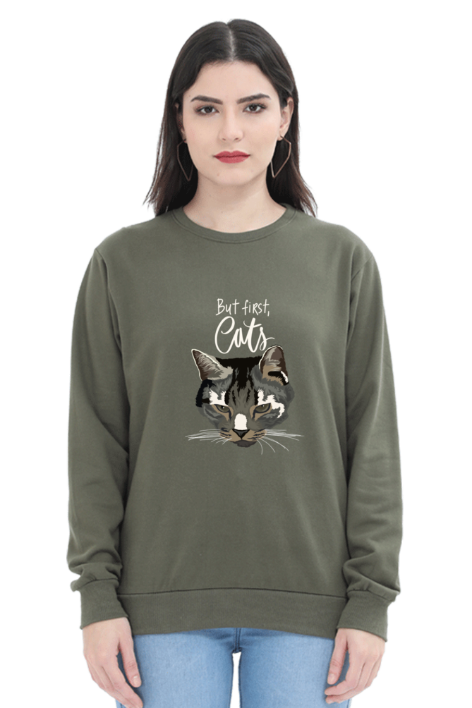 Unisex "But First, Cat" Sweatshirt