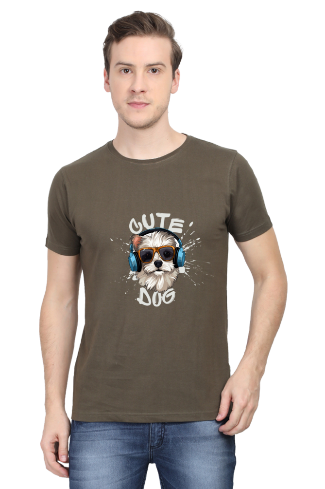 Men's "Cute Dog" Round Neck T-Shirt