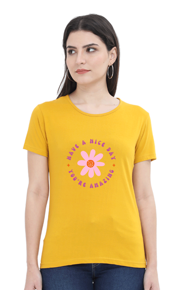 Women's Floral "Have A Nice Day" T-Shirt