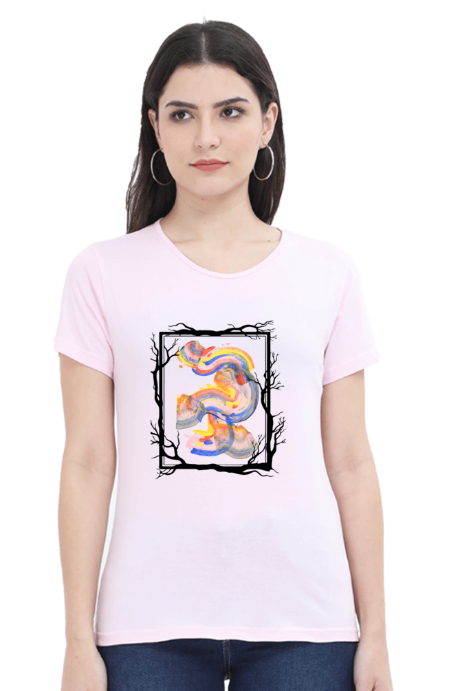 women's art half sleeves round neck tshirt