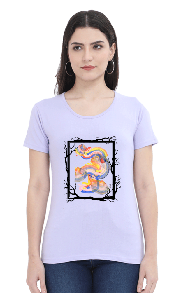 women's art half sleeves round neck tshirt