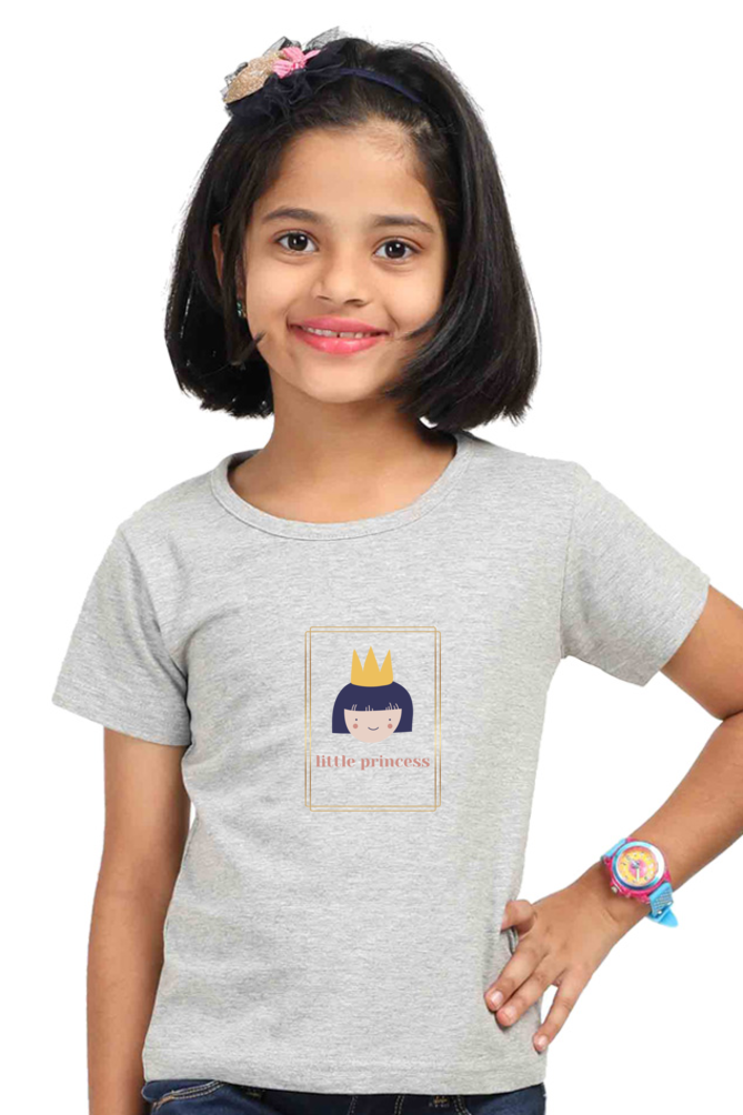 Girls’ “Little Princess” Round Neck Half Sleeve T-Shirt