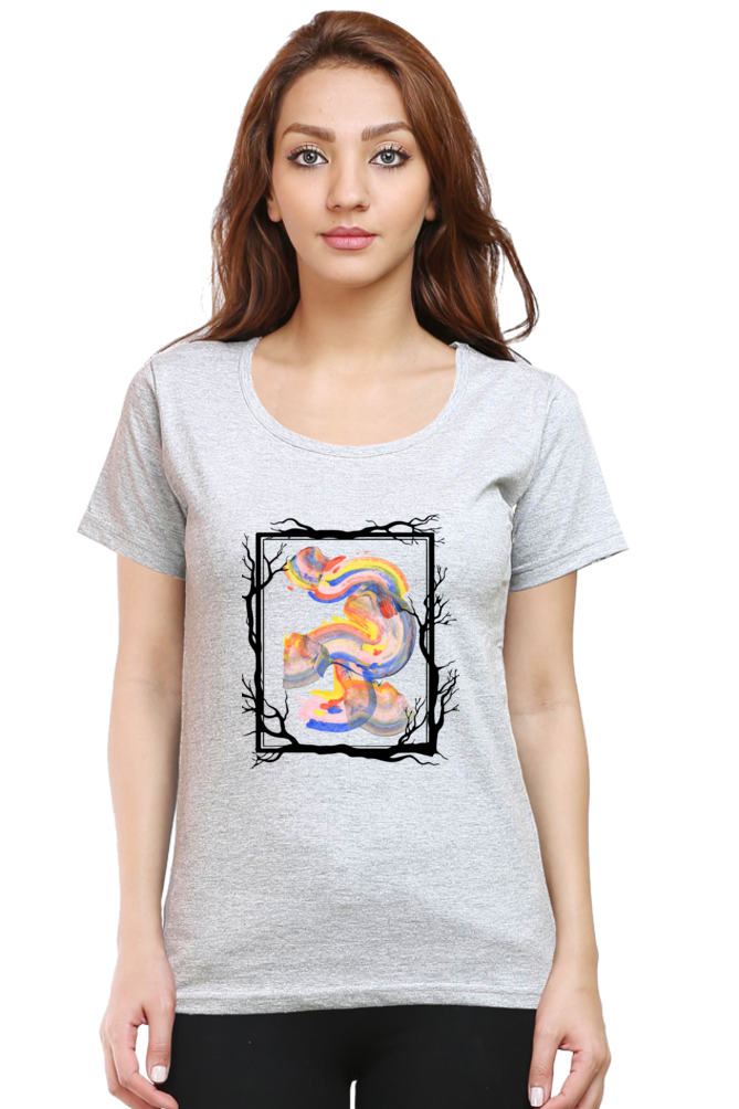 women's art half sleeves round neck tshirt