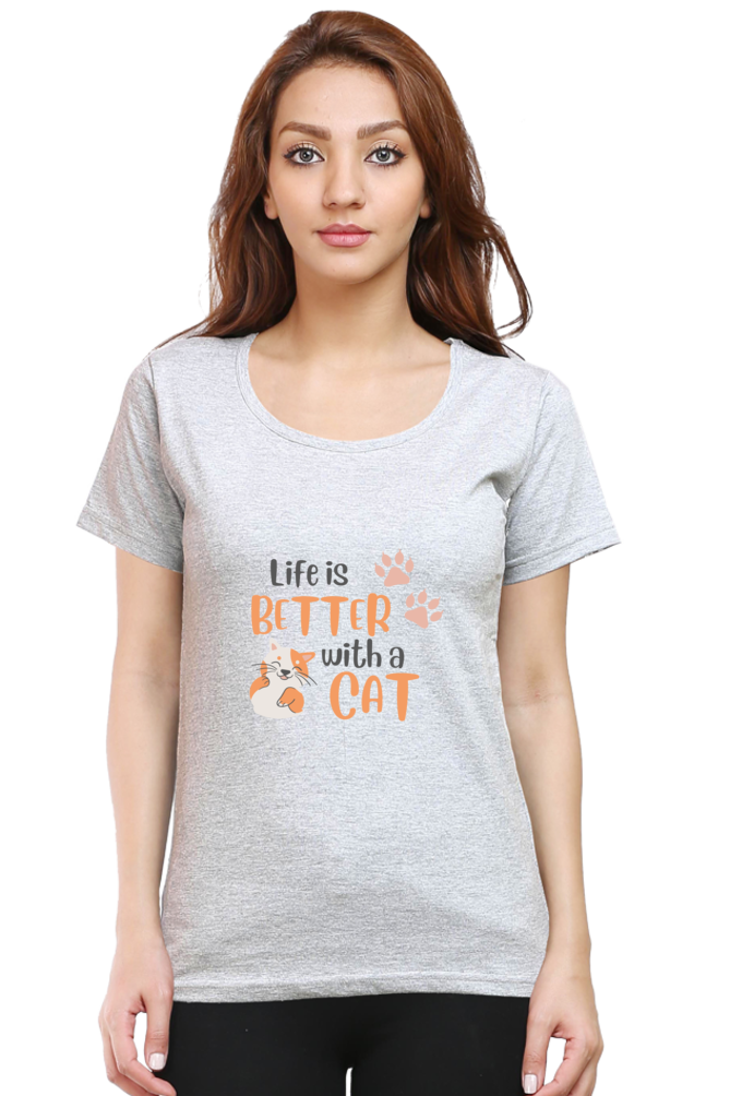 Women's "Life is Better with a Cat" T-Shirt