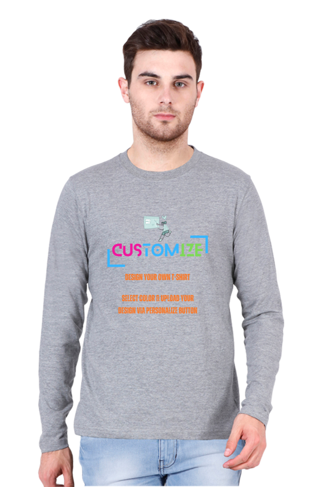 Customizable || Design Your Own Cool T-Shirt || Male Round Neck Full Sleeve T-shirt