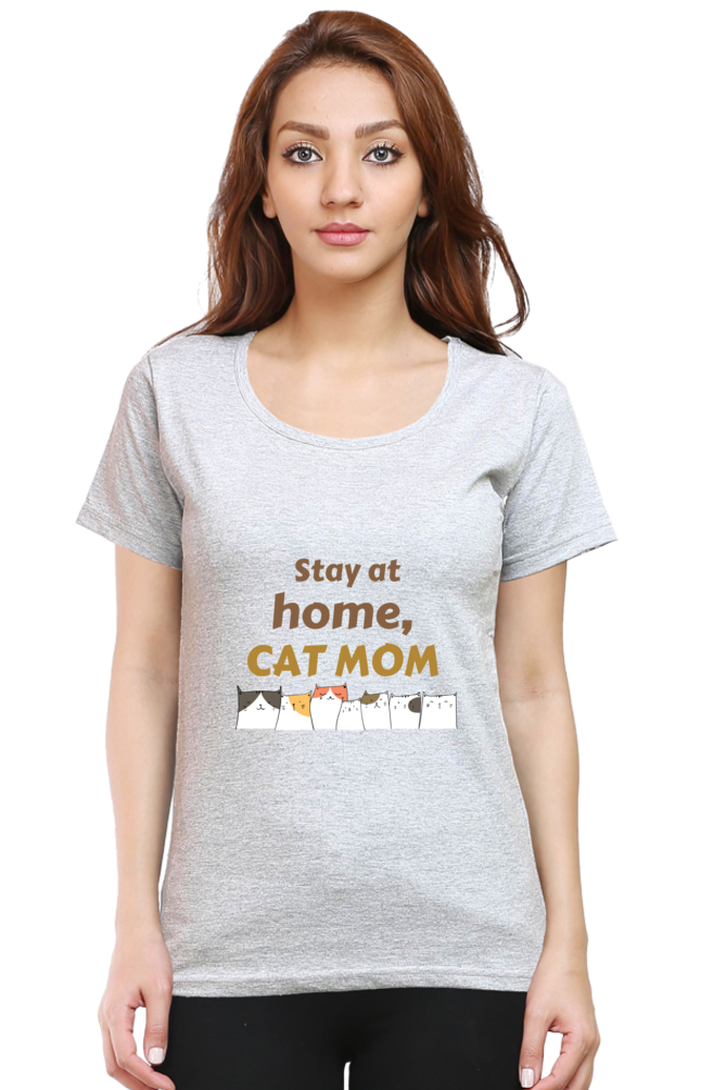 Women's "Stay at Home, Cat Mom" T-Shirt