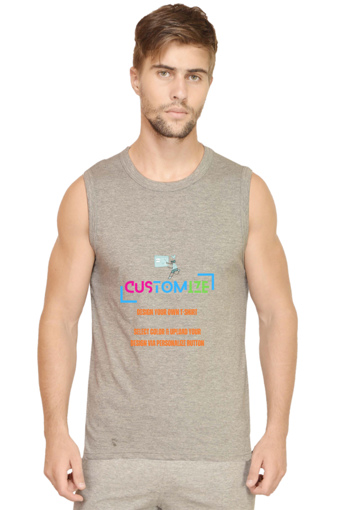 Customizable || Design Your Own Cool T-Shirt || Men's Round Neck Sleeveless Shirt