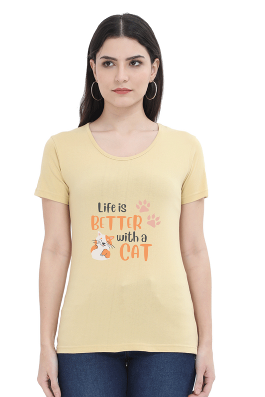 Women's "Life is Better with a Cat" T-Shirt