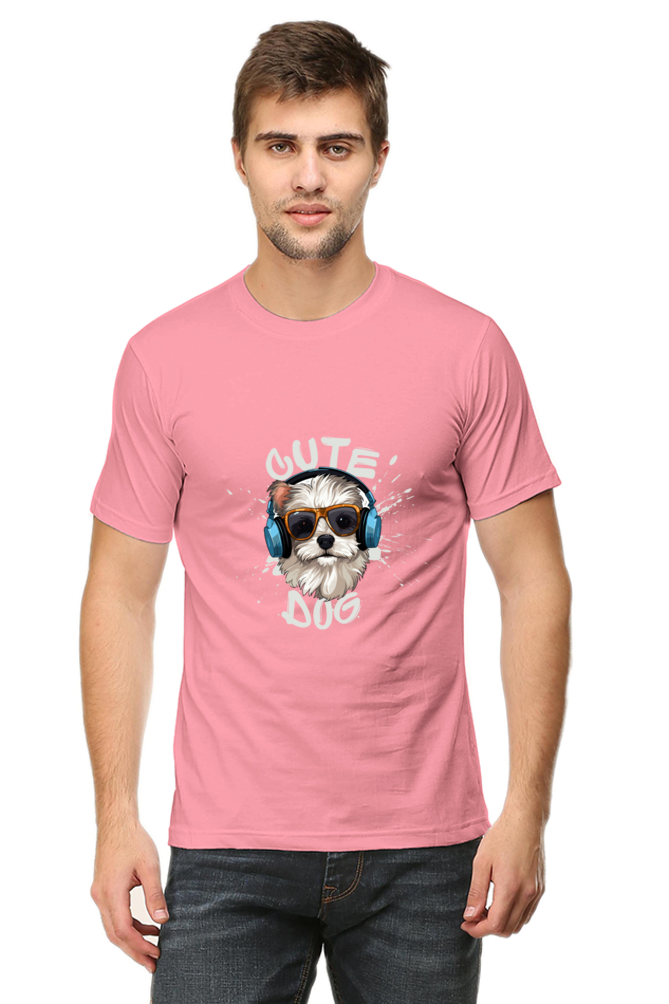 Men's "Cute Dog" Round Neck T-Shirt