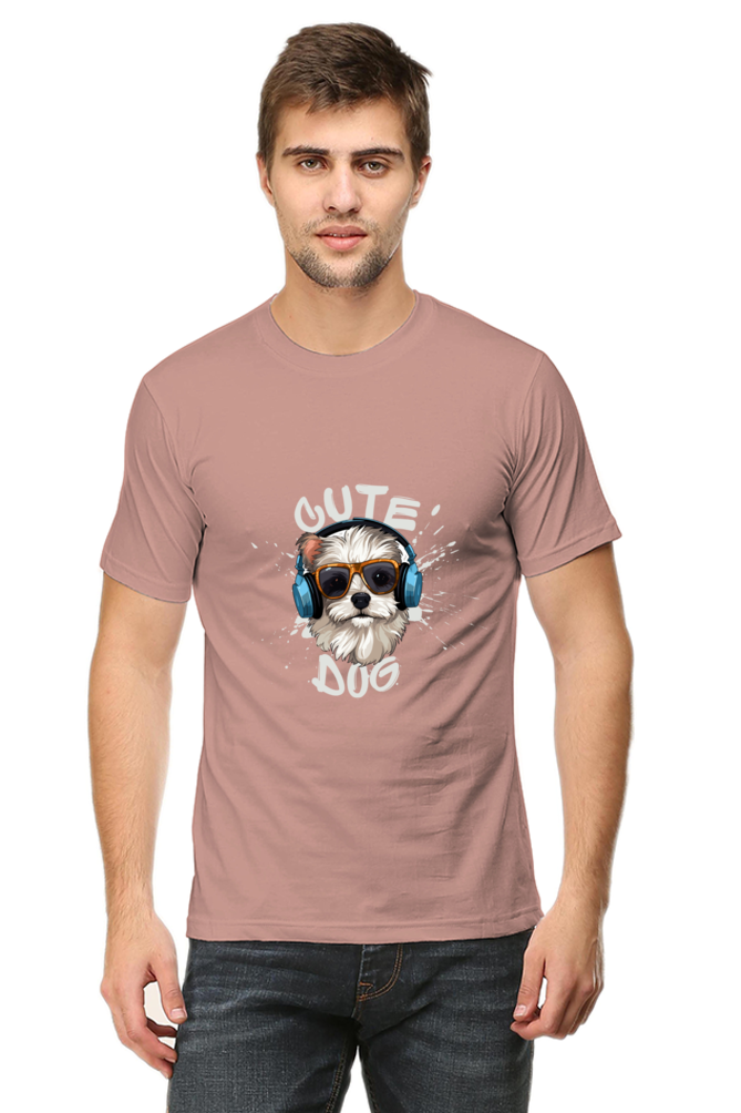 Men's "Cute Dog" Round Neck T-Shirt