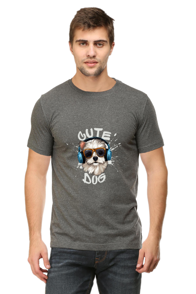 Men's "Cute Dog" Round Neck T-Shirt