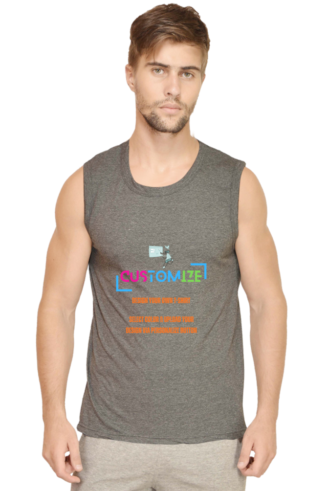 Customizable || Design Your Own Cool T-Shirt || Men's Round Neck Sleeveless Shirt