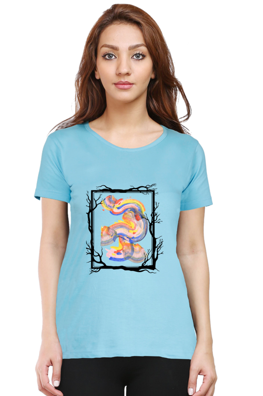 women's art half sleeves round neck tshirt