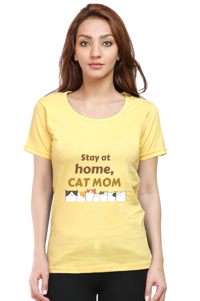 Women's "Stay at Home, Cat Mom" T-Shirt