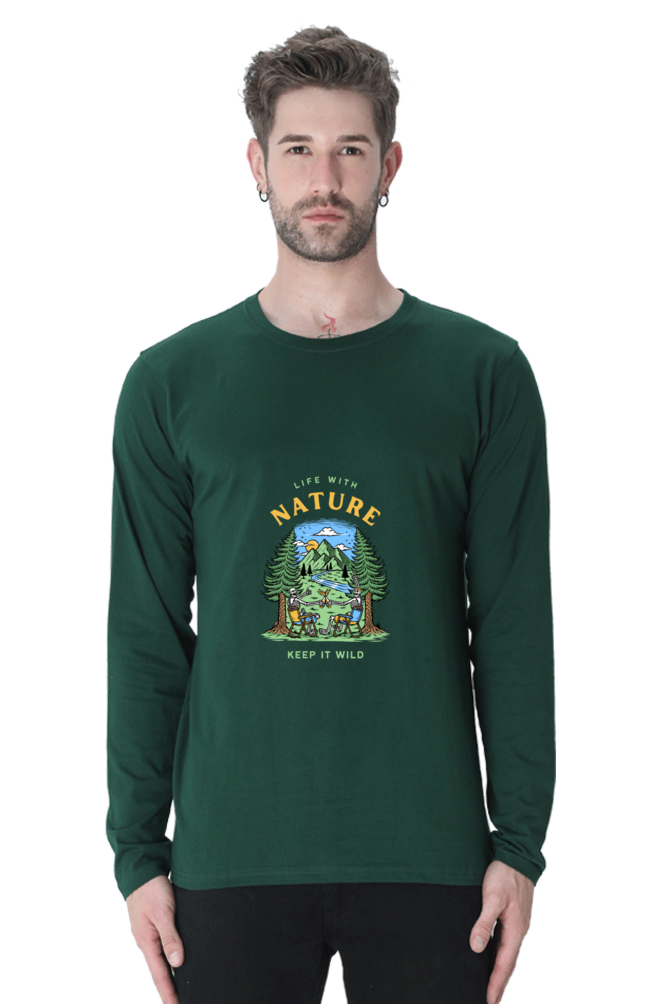 Men's "Life with Nature" Round Neck T-Shirt