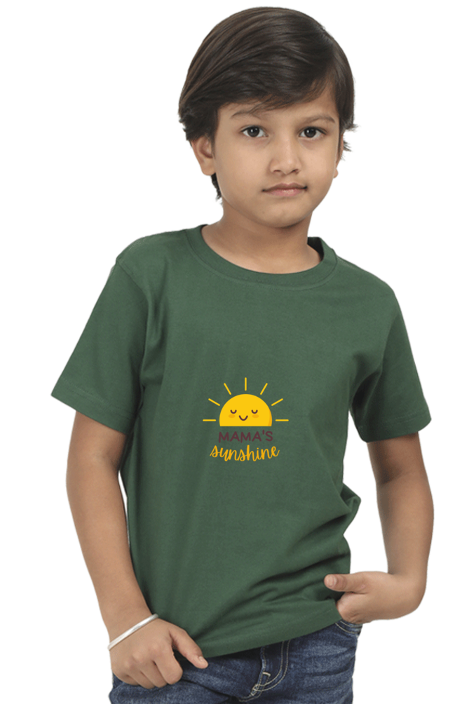 Boy Round Neck Mama's Sunshine Half Sleeves T-Shirt