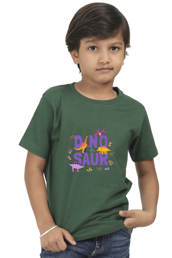 "Boy Round Neck Dinosaur Half Sleeves T-Shirt"