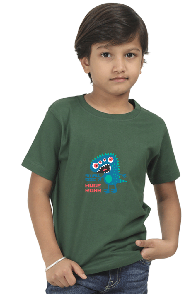 "Boy Round Neck Small Size Huge Roar Half Sleeves T-Shirt"