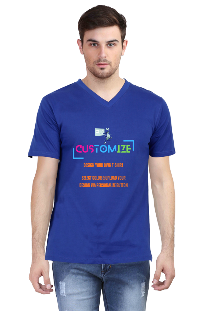 Customizable || Design Your Own Cool T-Shirt || Men's V-neck Half Sleeve T-shirt